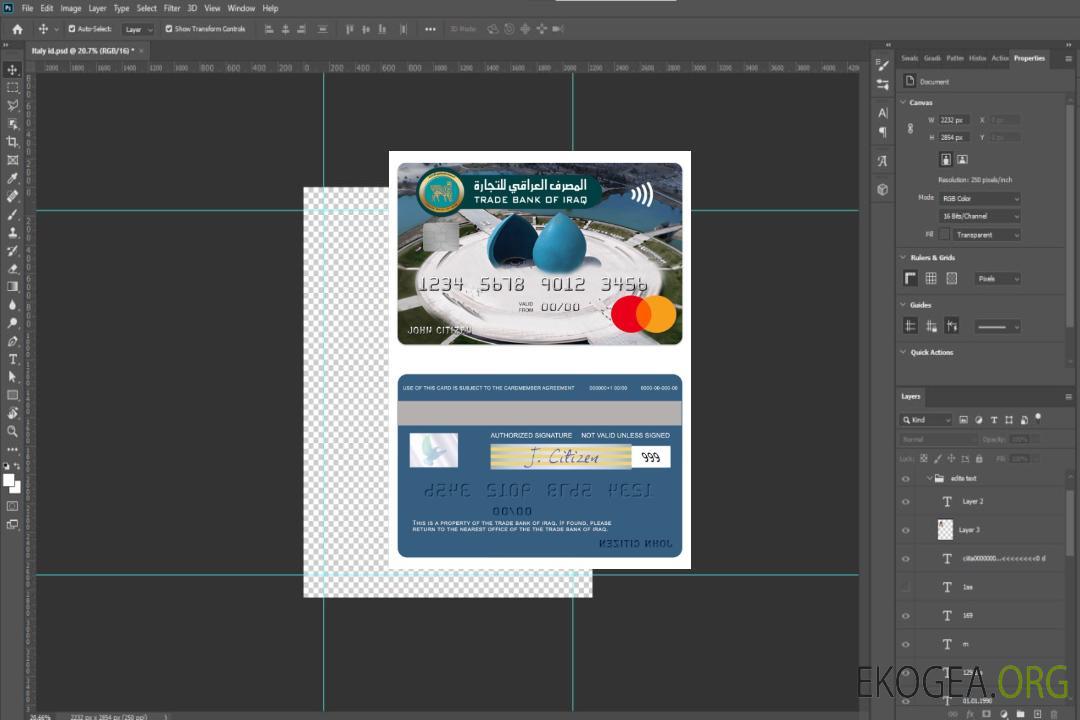 Carte maîtresse de la Banque commerciale irakienne d'Irak template